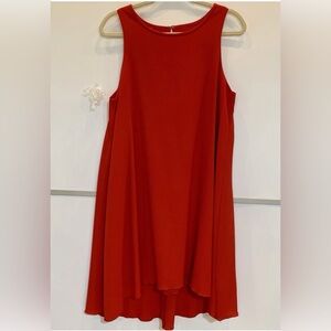 Vibrant red sleeveless formal dress,asymmetric hem, flawless.Sz12.DKNY